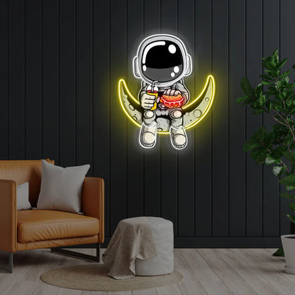 Astronaut Hamburger Neon Acrylic Artwork