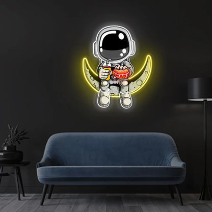 Astronaut Hamburger Neon Acrylic Artwork