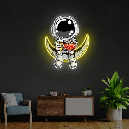 Astronaut Hamburger Neon Acrylic Artwork