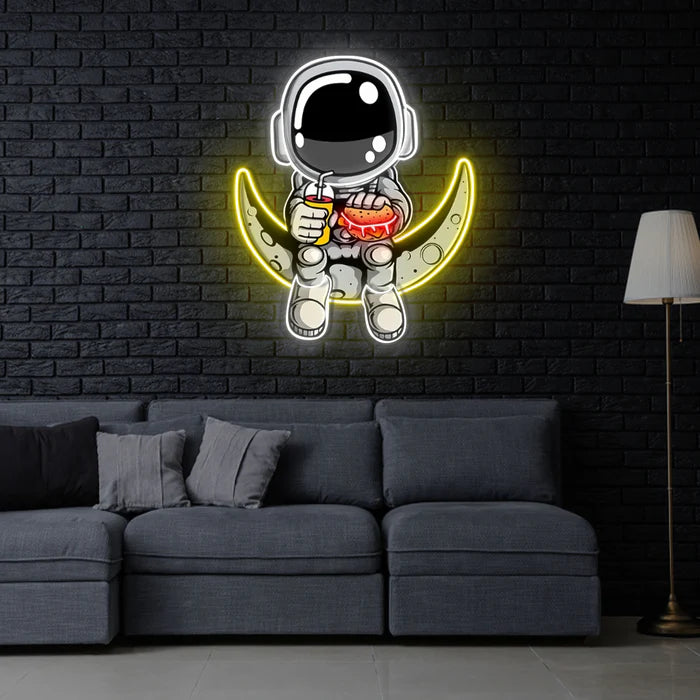 Astronaut Hamburger Neon Acrylic Artwork