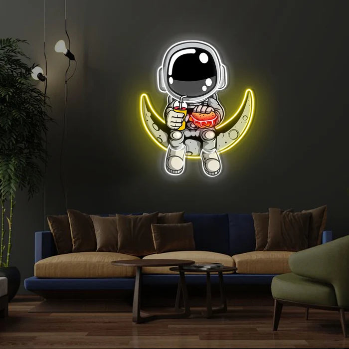 Astronaut Hamburger Neon Acrylic Artwork