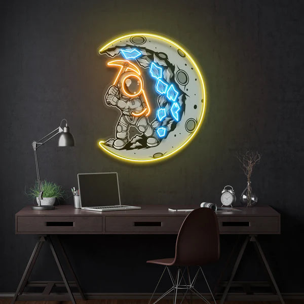 Astronaut Moon Digger Artwork Led Neon Sign Light