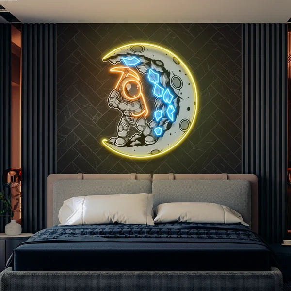 Astronaut Moon Digger Artwork Led Neon Sign Light