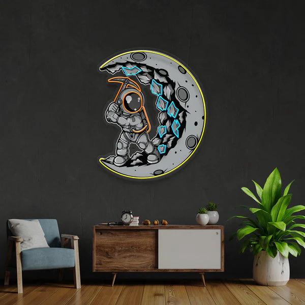 Astronaut Moon Digger Artwork Led Neon Sign Light