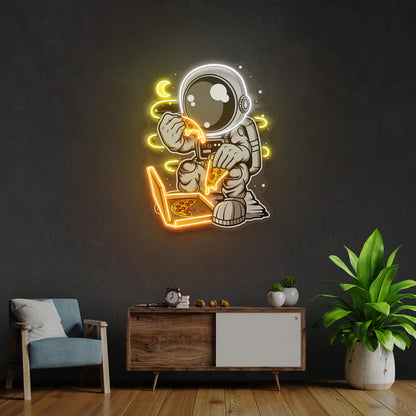 Astronaut Pizza Cartoon Artwork Led Neon Sign Light