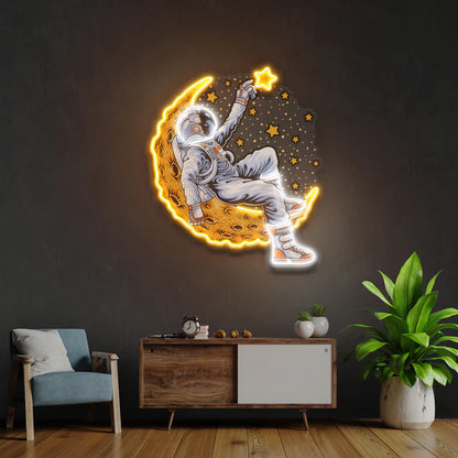 Astronaut Lying On The Moon Artwork Led Neon Sign Light