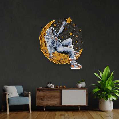 Astronaut Lying On The Moon Artwork Led Neon Sign Light