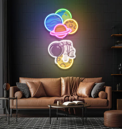 Balloon Astronaut Art work Led Neon Sign Light