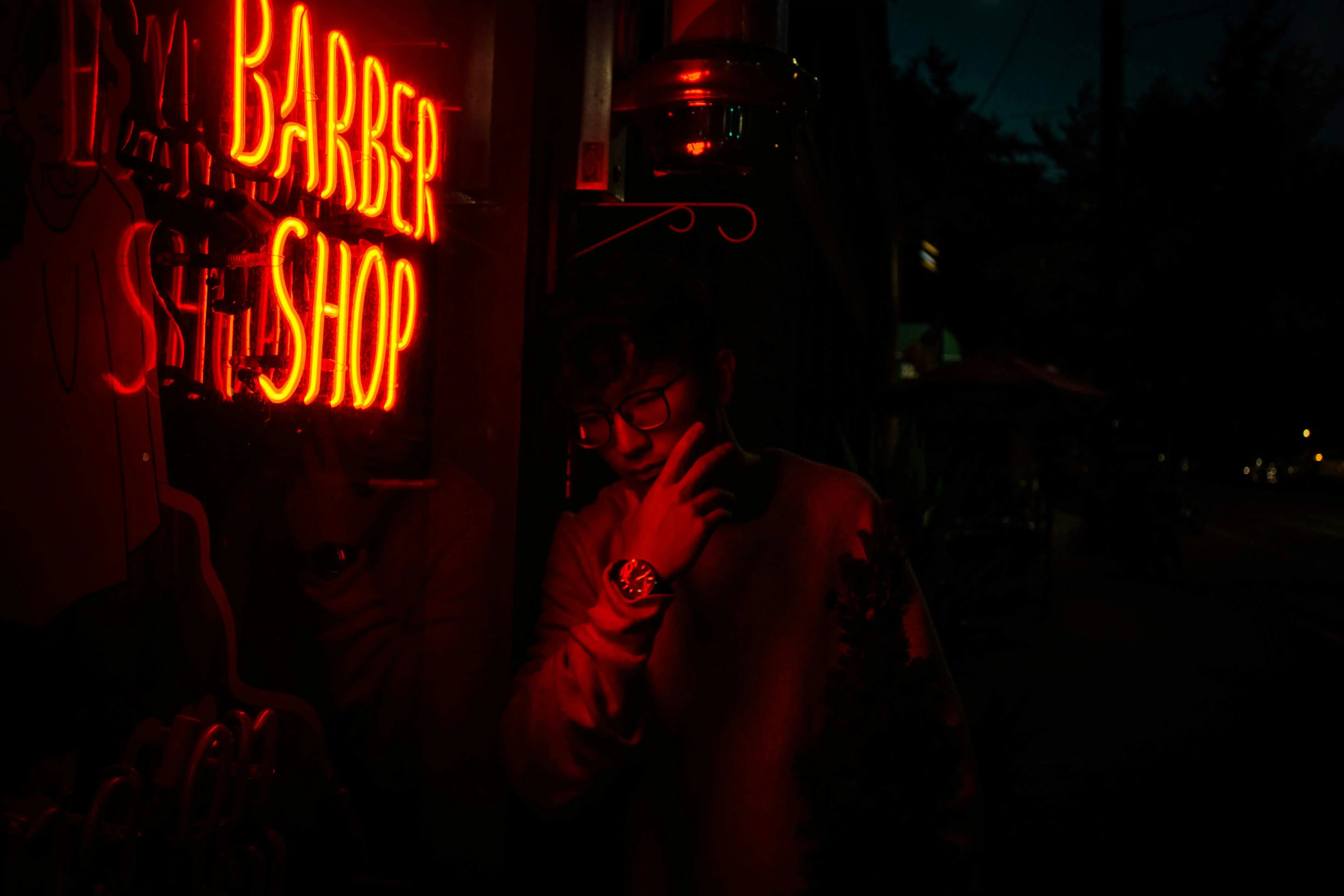 Barber Shop Glass Neon Sign