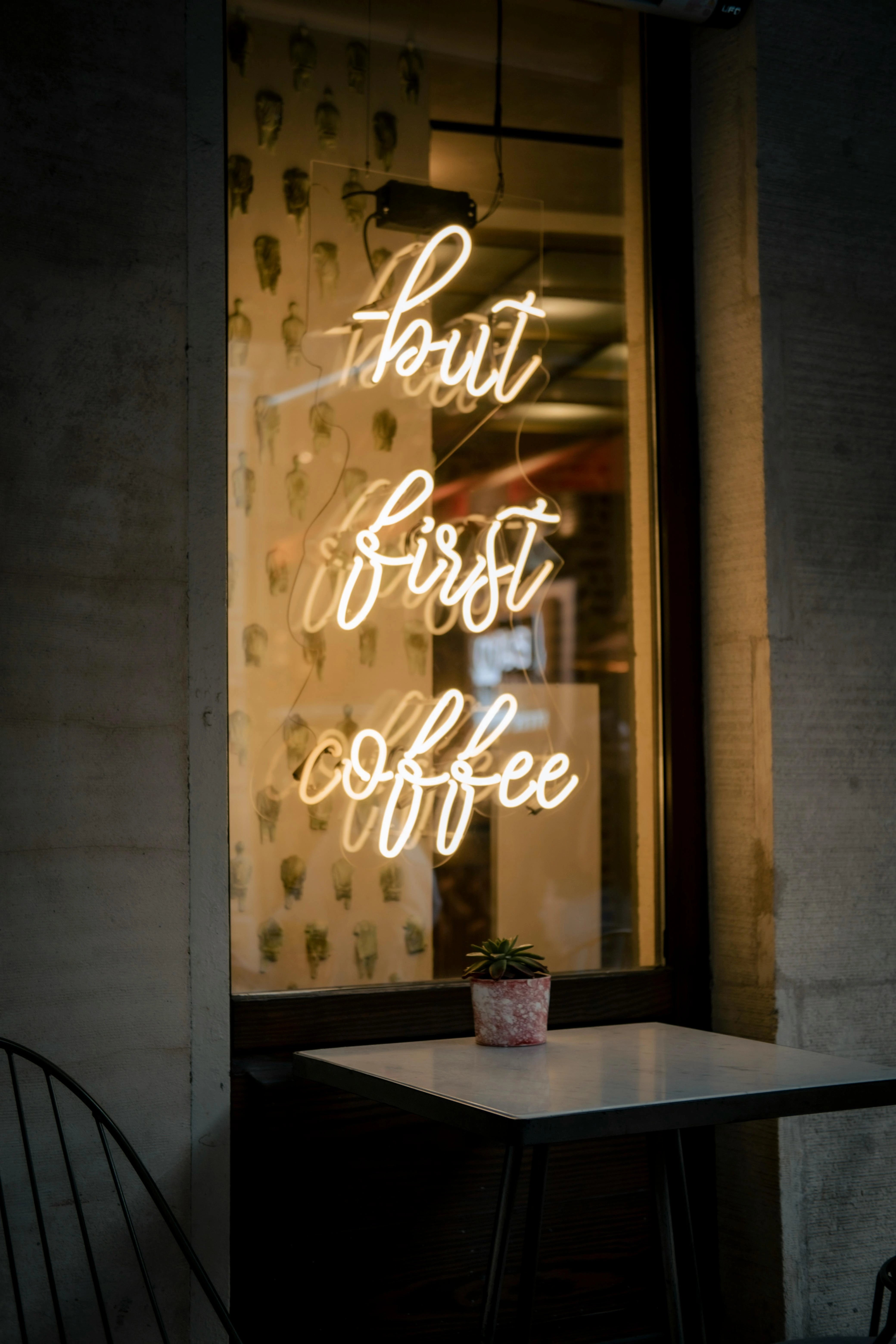 But First Coffee Glass Neon Sign