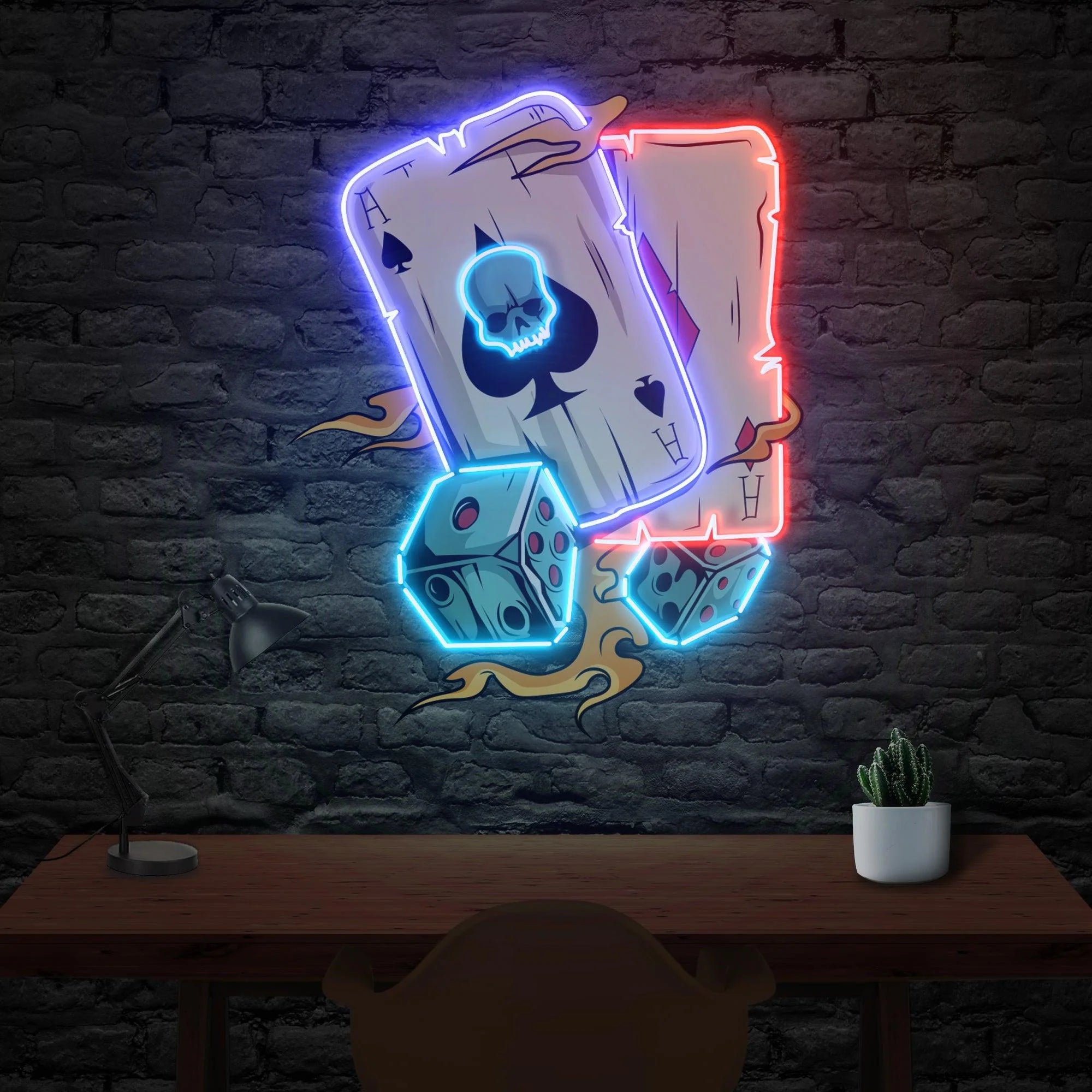 Gambling Poker LED Neon Acrylic Artwork