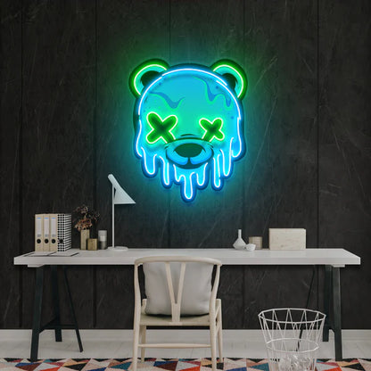 Ice Head Bear Artwork Led Neon Sign Light