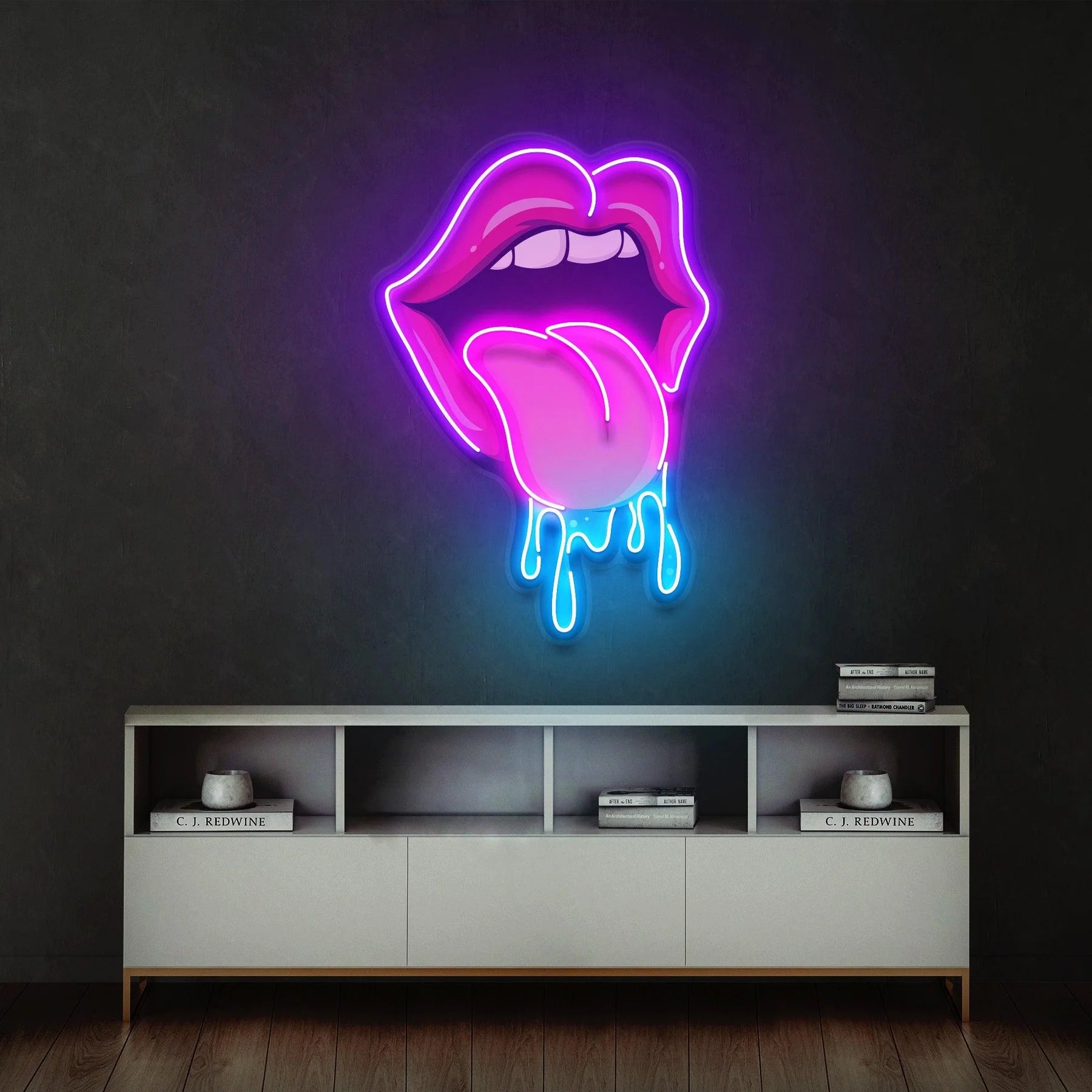 Lips Dripping LED Neon Acrylic Artwork