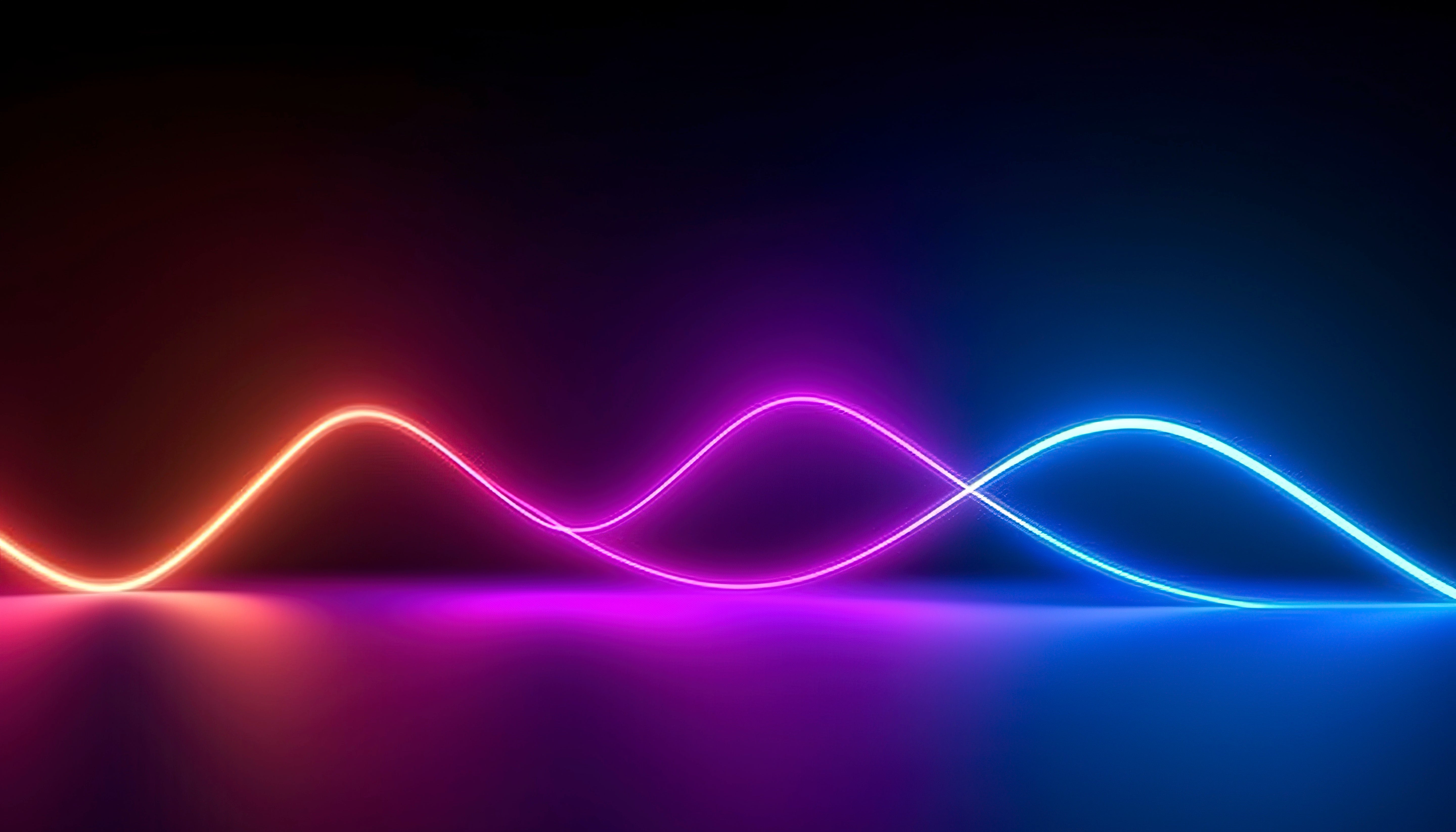 Neon Light Waves Double Lines