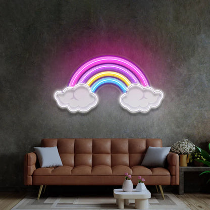 Rainbow Floating on Clouds LED Neon Sign Light Pop Art