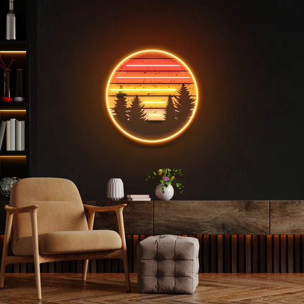 Retro Mountain Sunset Led Neon Sign Light