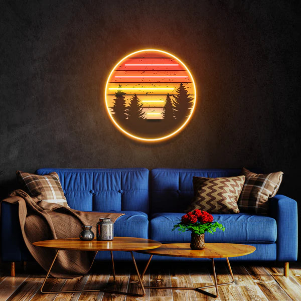 Retro Mountain Sunset Led Neon Sign Light