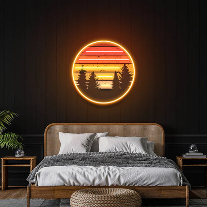 Retro Mountain Sunset Led Neon Sign Light