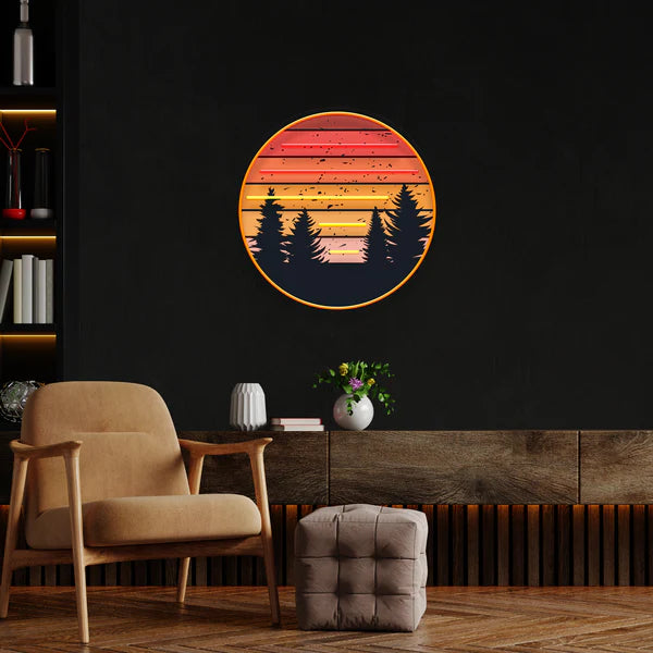 Retro Mountain Sunset Led Neon Sign Light