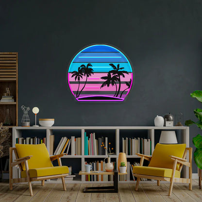 Retro Vintage Palm Tree LED Neon Sign - Rainbow Neons