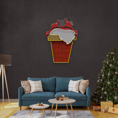 Santa Stuck In Chimney Led Neon Sign Light