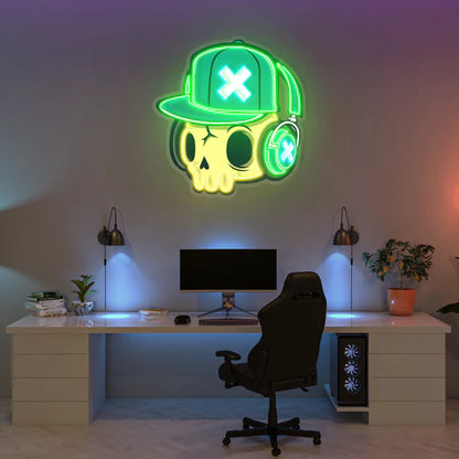 Skull And Headphones Art Work Led Neon Sign Light