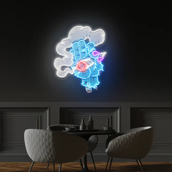 Smoking Zombie Hand Cartoon Artwork Led Neon Sign Light