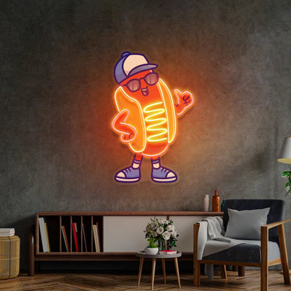 Sportie Hotdog Guy LED Neon Sign Light Pop Art