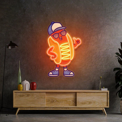 Sportie Hotdog Guy LED Neon Sign Light Pop Art