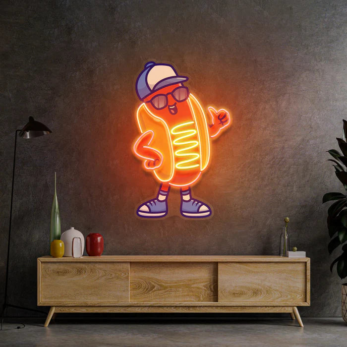 Sportie Hotdog Guy LED Neon Sign Light Pop Art