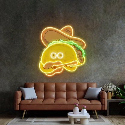 Taco Gentlemen Neon Acrylic Artwork