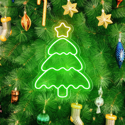 Christmas Tree Shining Star Neon Sign