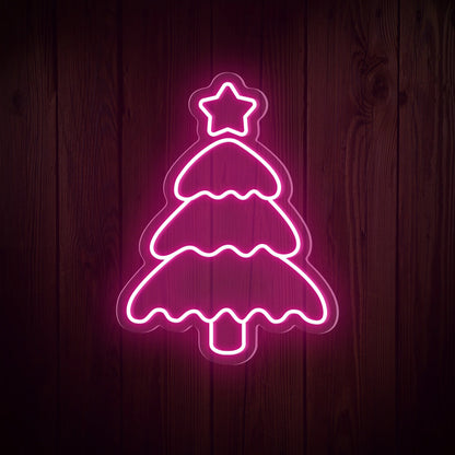 Christmas Tree Shining Star Neon Sign