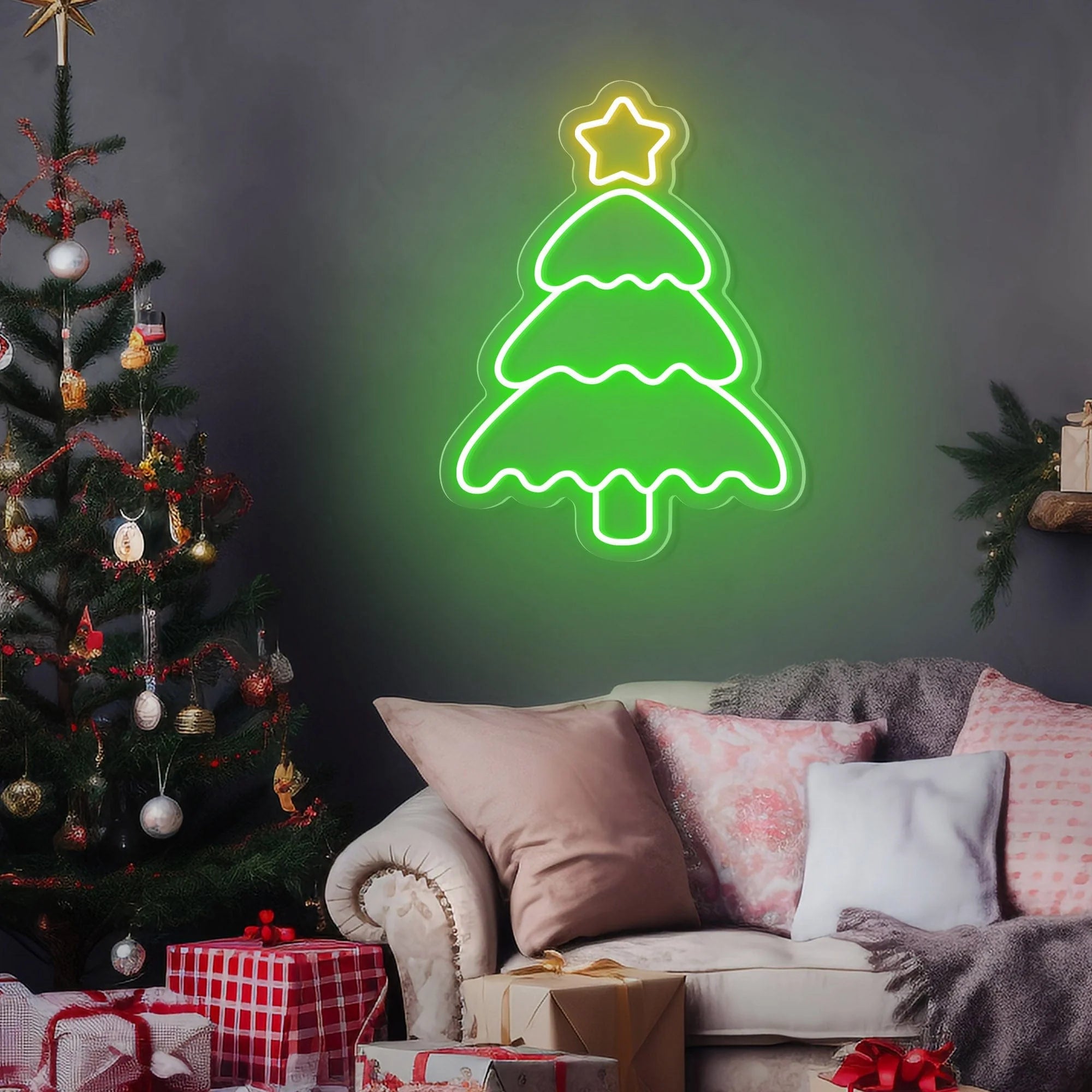 Christmas Tree Shining Star Neon Sign