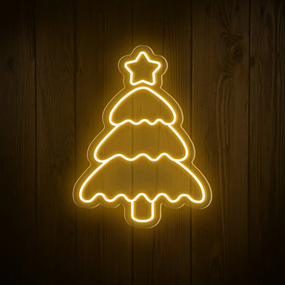 Christmas Tree Shining Star Neon Sign