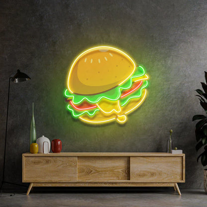 Cheese Burger Cartoon LED Neon Sign Light Pop Art