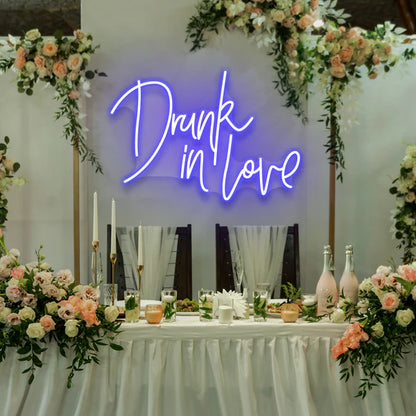 Custom Drunk In Love Neon Sign For Reception,