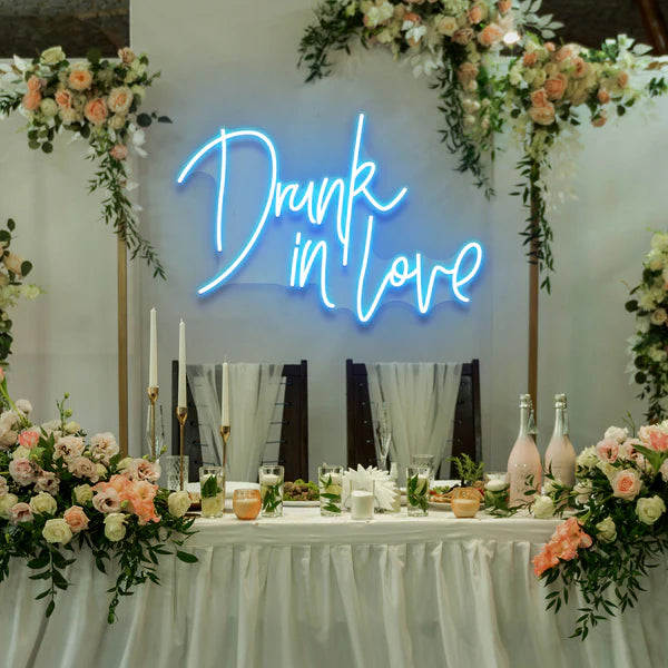 Custom Drunk In Love Neon Sign For Reception,