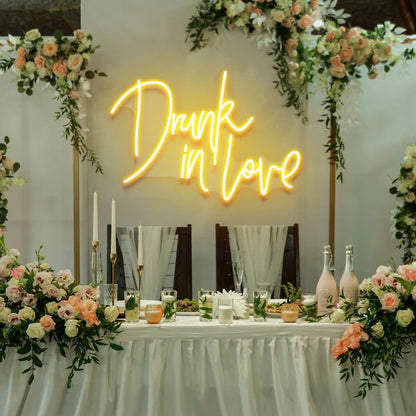 Custom Drunk In Love Neon Sign For Reception,