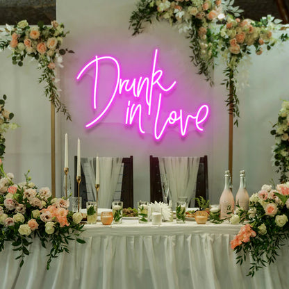 Custom Drunk In Love Neon Sign For Reception,