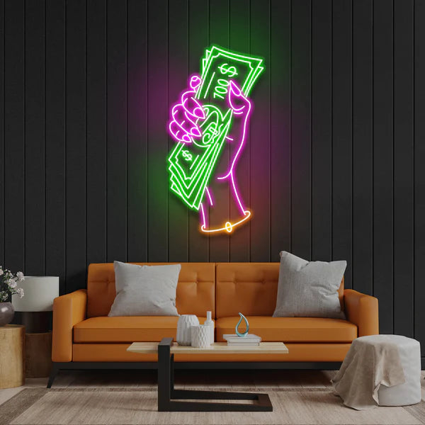Hand Of Greed Multicolor Led Neon Sign Light - Rainbow Neons