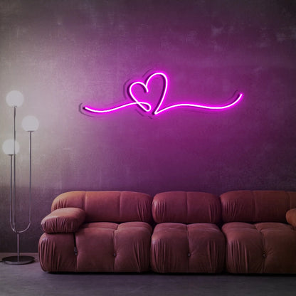 Line Art Heart LED Neon Sign