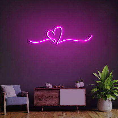 Line Art Heart LED Neon Sign